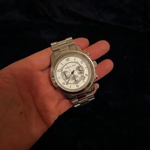 Michael Kors large face Unisex Sterling Silver watch - like new